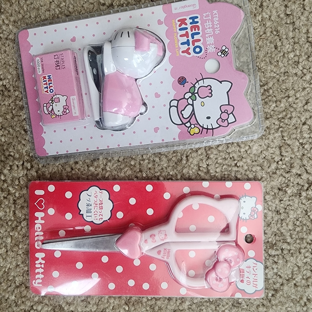 Kwaii hello kitty mini decor stapler and scissors